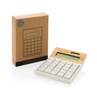 Logo trade corporate gifts image of: Utah RCS recycled plastic and  bamboo calculator